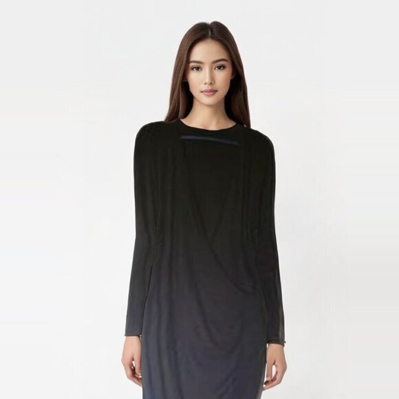 Daphna Levinson Black surplice long sleeve Maxi Dress Sz 42/L - Picture 2 of 8